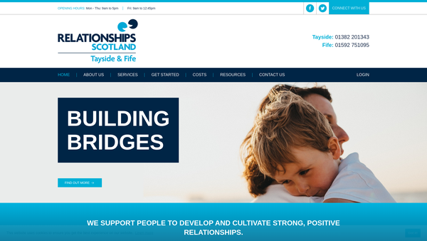 Screenshot of the Relationships Scotland Tayside and Fife Ltd website