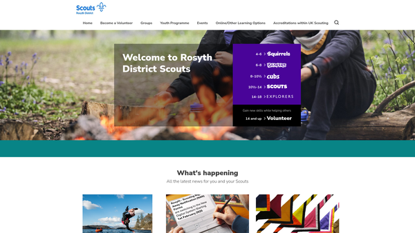 Screenshot of the Rosyth District Scout Council website