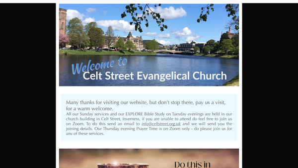 Screenshot of the Celt Street Evangelical Church website