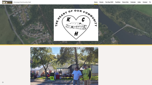 Screenshot of the Kincraig Community Hall Association website
