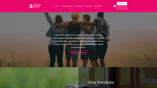 Screenshot of the Open Door Scotland website