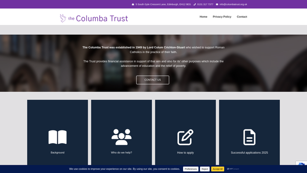 Screenshot of the The Columba Trust website