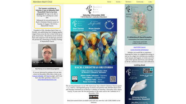 Screenshot of the Aberdeen Bach Choir website