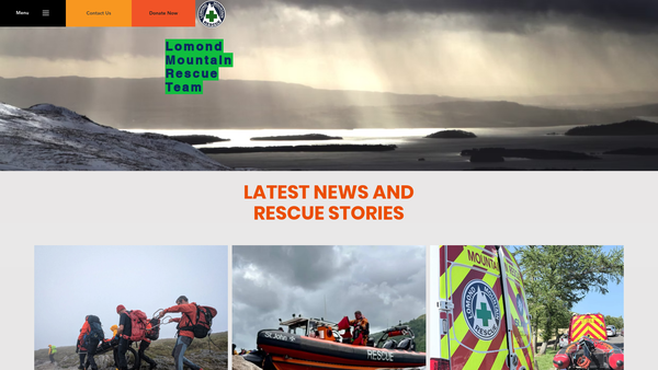 Screenshot of the Lomond Mountain Rescue Team website