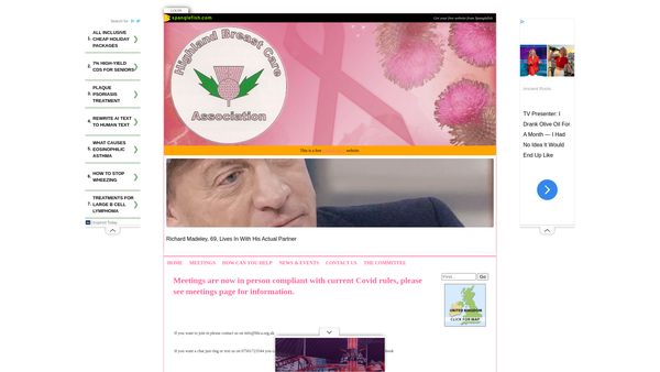 Screenshot of the Highland Breast Care Association website