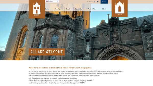 Screenshot of the Brechin and Farnell Parish Church of Scotland website