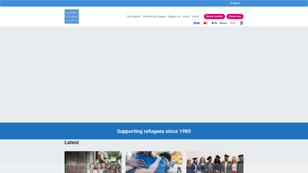 Screenshot of the Scottish Refugee Council website