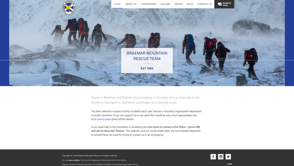 Screenshot of the Braemar Mountain Rescue Association website