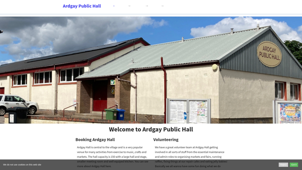 Screenshot of the Ardgay Public Hall website