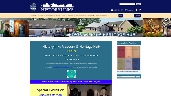 Screenshot of the Dornoch Heritage Society website