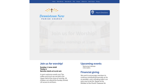 Screenshot of the Glasgow Dennistoun New Parish Church Of Scotland website