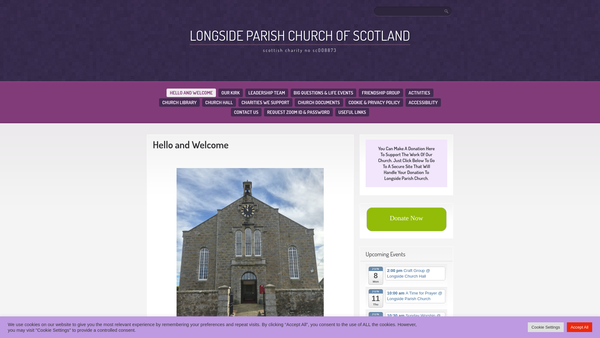 Screenshot of the Longside Parish Church of Scotland website