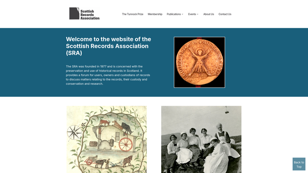 Screenshot of the Scottish Records Association website