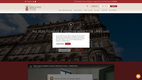 Screenshot of the Merchants House Of Glasgow website