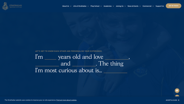 Screenshot of the Strathallan School website