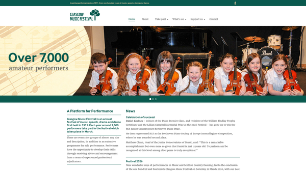 Screenshot of the Glasgow Musical Festival Association website
