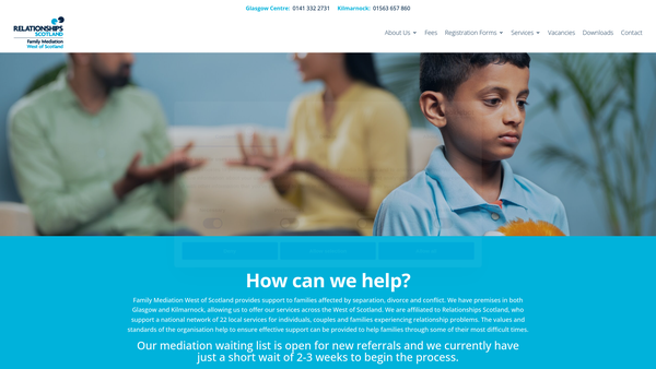 Screenshot of the Family Mediation West website