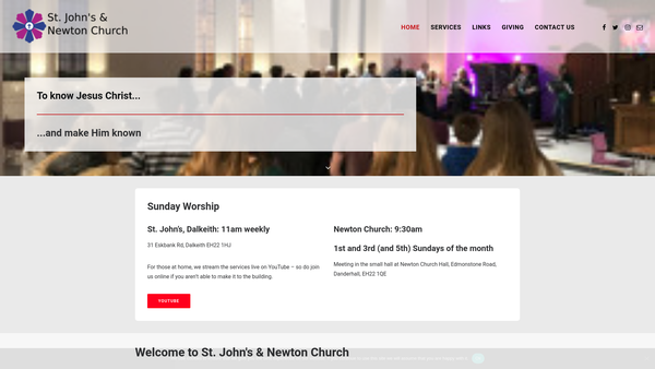 Screenshot of the Dalkeith St John’s and Newton Parish Church (Church of Scotland) website