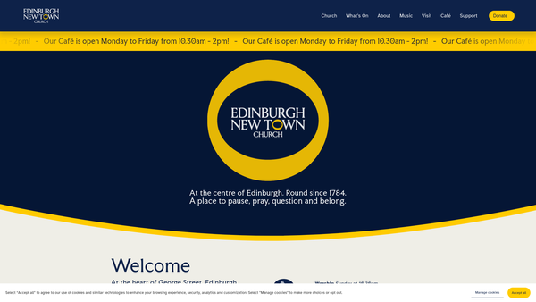 Screenshot of the Edinburgh: The New Town Church of Scotland website