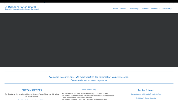 Screenshot of the St Michaels Parish Church of Scotland, Edinburgh website