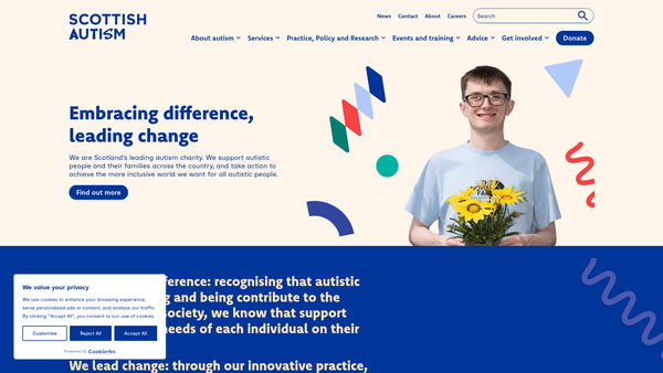 Screenshot of the Scottish Autism website