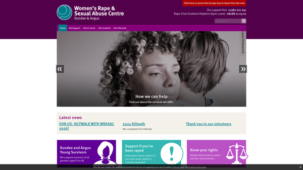Screenshot of the Women’s Rape and Sexual Abuse Centre Dundee and Angus website