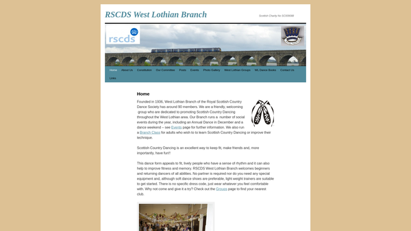 Screenshot of the Royal Scottish Country Dance Society West Lothian website