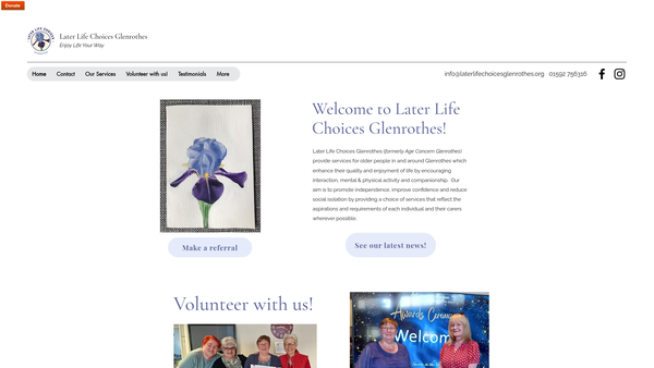 Screenshot of the Later Life Choices Glenrothes LTD website