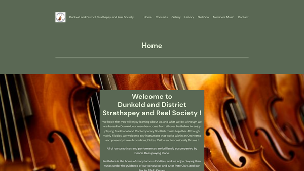 Screenshot of the Dunkeld & District Strathspey & Reel Society website