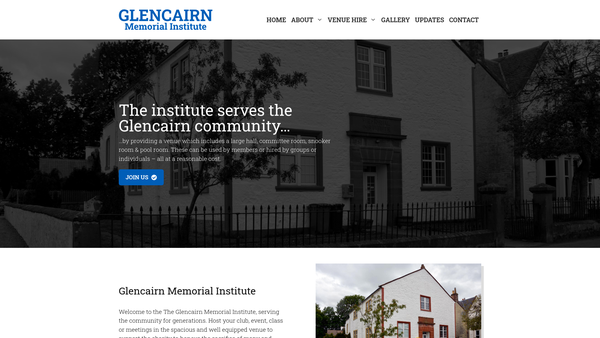 Screenshot of the Glencairn Memorial Institute website