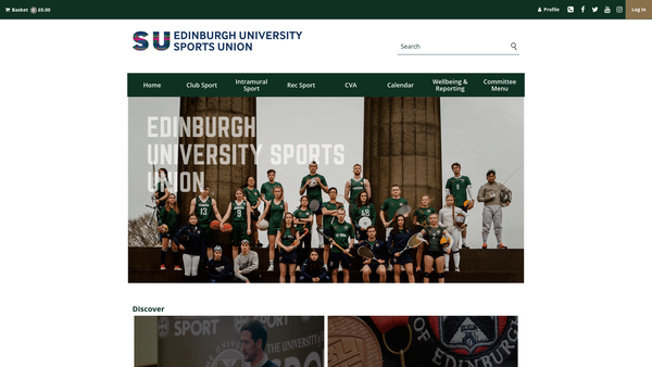 Screenshot of the University Of Edinburgh Sports Union website