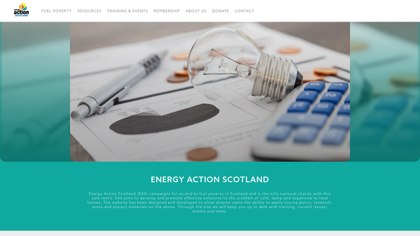 Screenshot of the Energy Action Scotland website