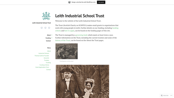 Screenshot of the Leith Industrial School Trust website