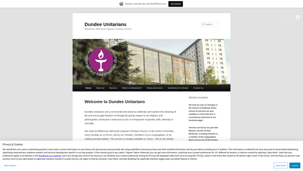 Screenshot of the Williamson Memorial Unitarian Church website