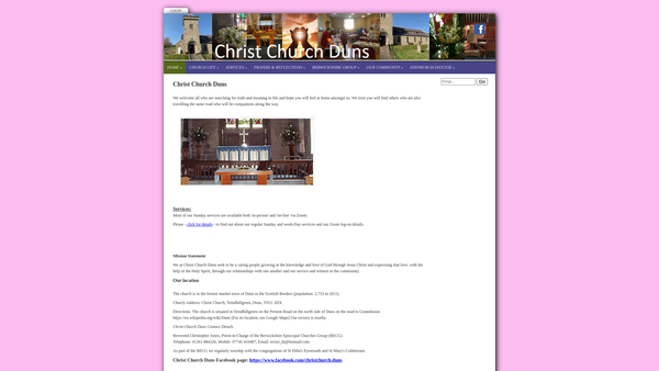 Screenshot of the Christ Church website