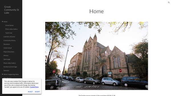 Screenshot of the St Luke's Greek Orthodox Church: Glasgow website