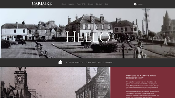 Screenshot of the Carluke Parish Historical Society website