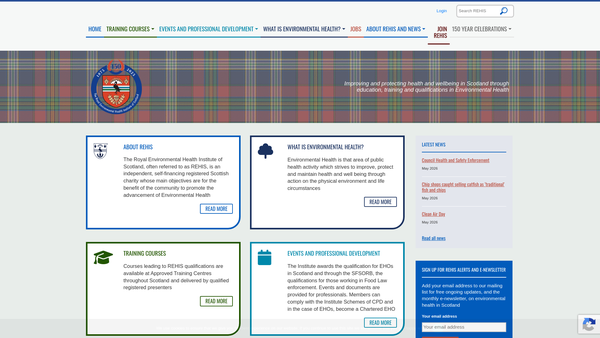 Screenshot of the The Royal Environmental Health Institute Of Scotland website