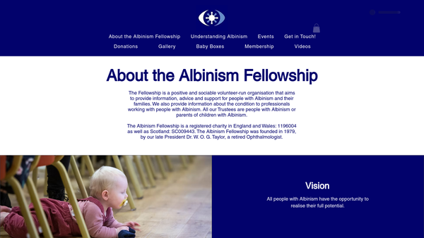 Screenshot of the Albino Fellowship website