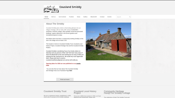 Screenshot of the Cousland Smiddy Trust website