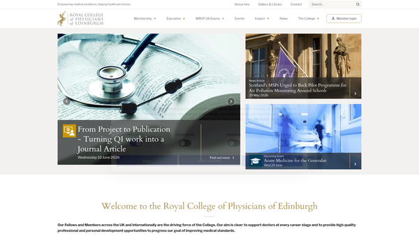 Screenshot of the Royal College of Physicians of Edinburgh website