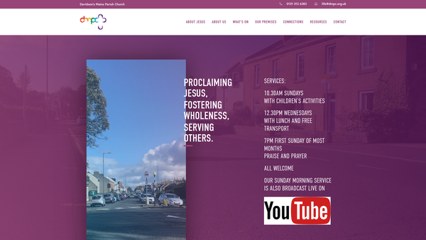 Screenshot of the Davidsons Mains Parish Church of Scotland, Edinburgh website