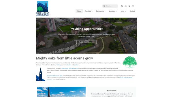 Screenshot of the The Rosemount Development Trust Limited website