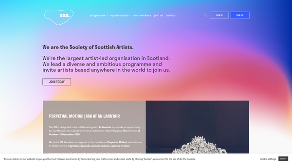 Screenshot of the Society Of Scottish Artists website