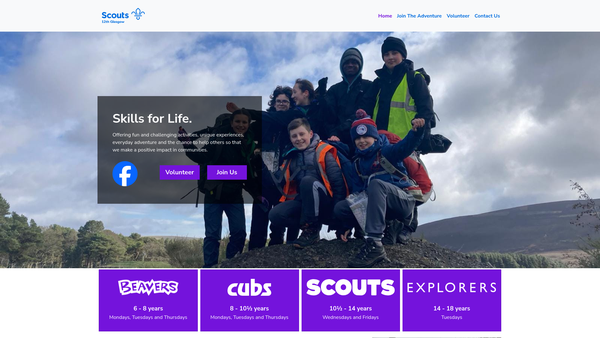 Screenshot of the 12th Glasgow (1st Lenzie) Scout Group website