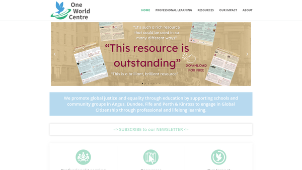 Screenshot of the One World Centre website