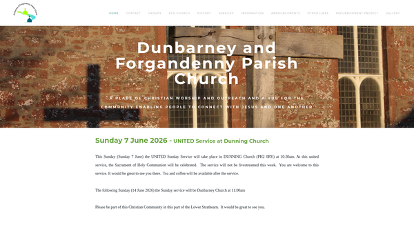 Screenshot of the Dunbarney And Forgandenny Parish Church (Church of Scotland) website
