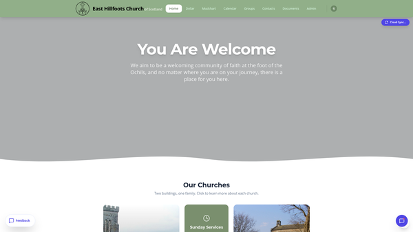 Screenshot of the East Hillfoots Church of Scotland website