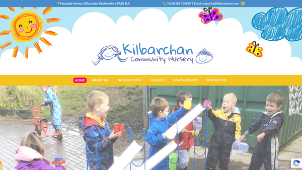 Screenshot of the Kilbarchan Community Nursery (SCIO) website