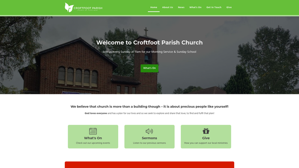 Screenshot of the Croftfoot Parish Church of Scotland, Glasgow website